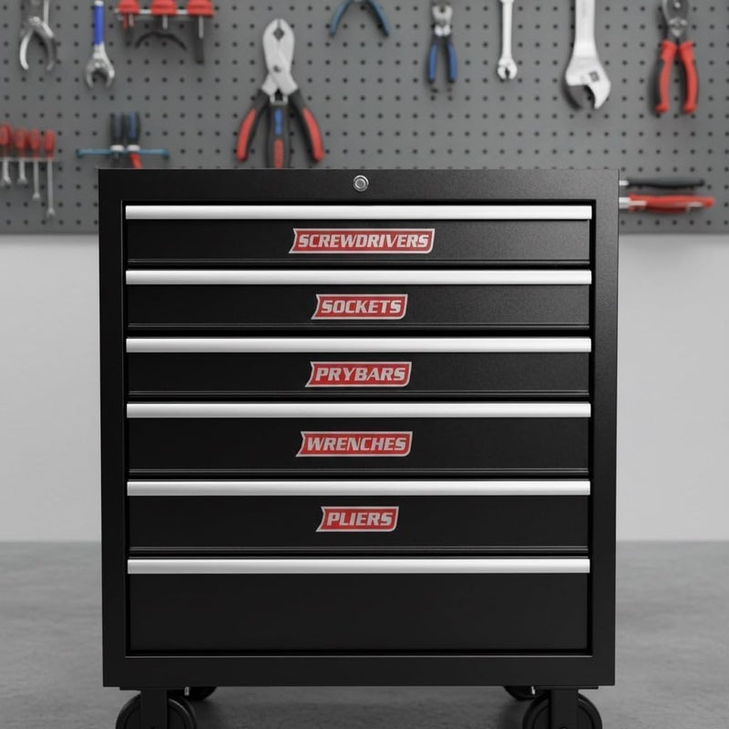 OYB 12 Pack of Magnetic Toolbox Labels, 3D-Printed Tool Box Labels, General Tool Box Organize Accessories, Reusable Labels (red) - Image 2